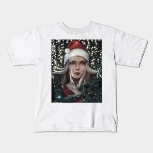 Portrait Of Female Anime Santa Kids T-Shirt